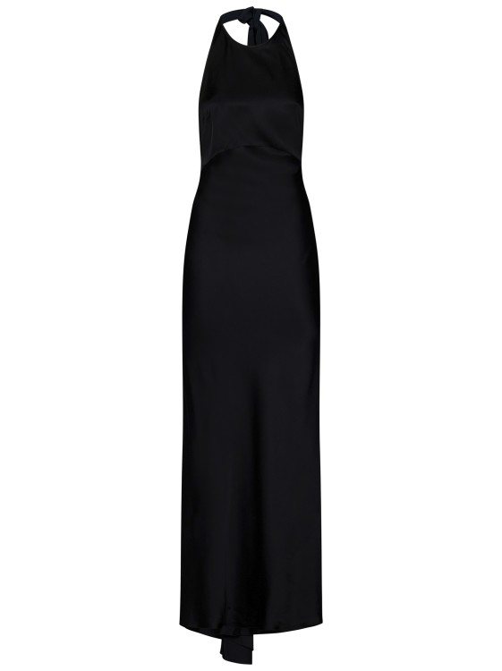 N°21 Long Black Viscose Satin Halter-neck Dress