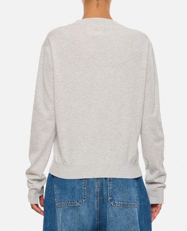 Shop Plan C Cotton Cashmere Blend Round Neck Sweater In Grey