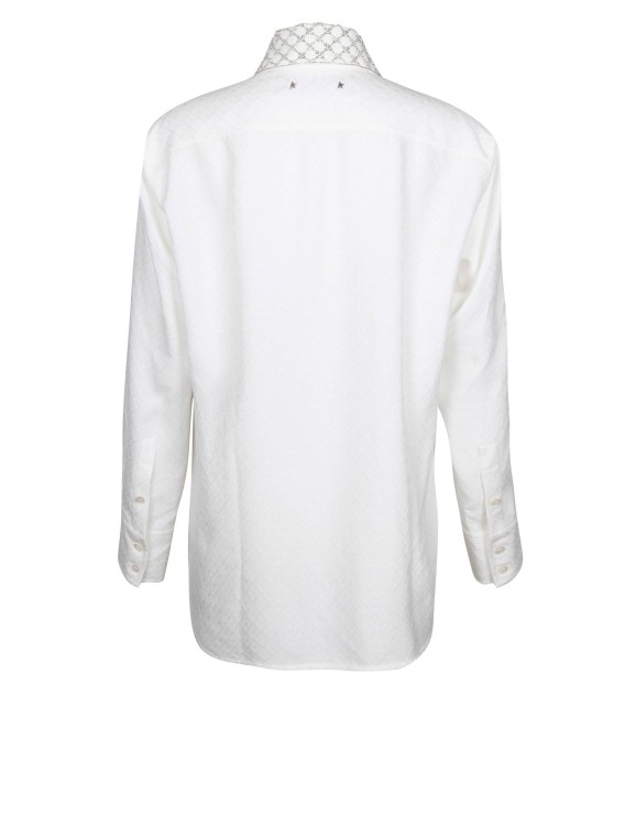 Shop Golden Goose Viscose Shirt With Applied Stones In White