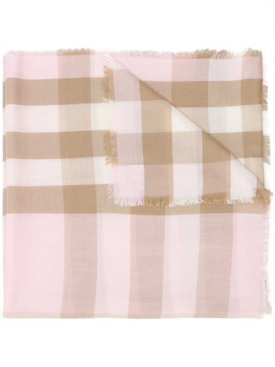 Shop Burberry Check Pattern Scarf In Pink