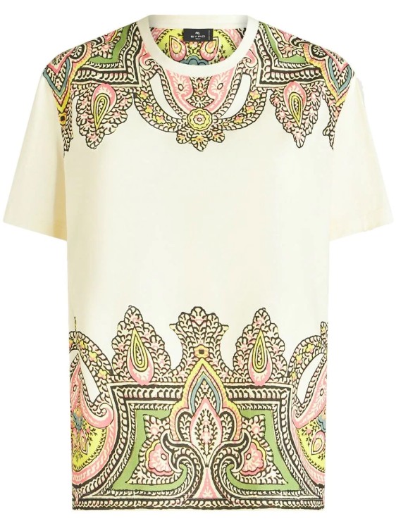 Etro Paisley Borders T -shirt In Neutrals