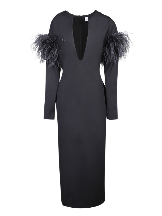 16arlington Feather Midi Dress In Black