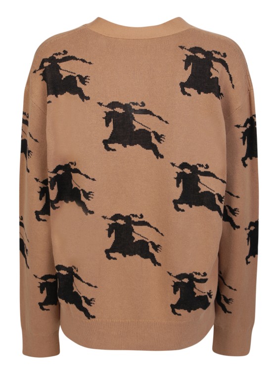 Shop Burberry Brown Cardigan With Jacquard Equestrian Knight Design
