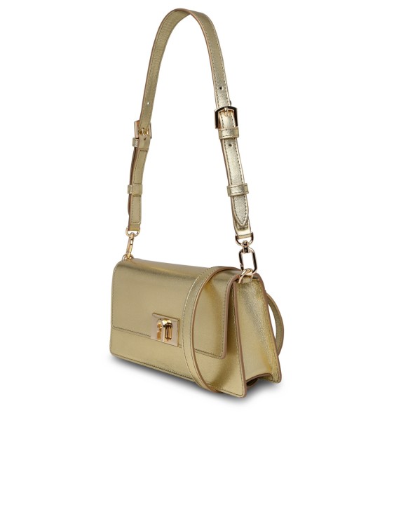 Shop Furla Zoe Mini Crossbody Bag In Gold Leather In Neutrals