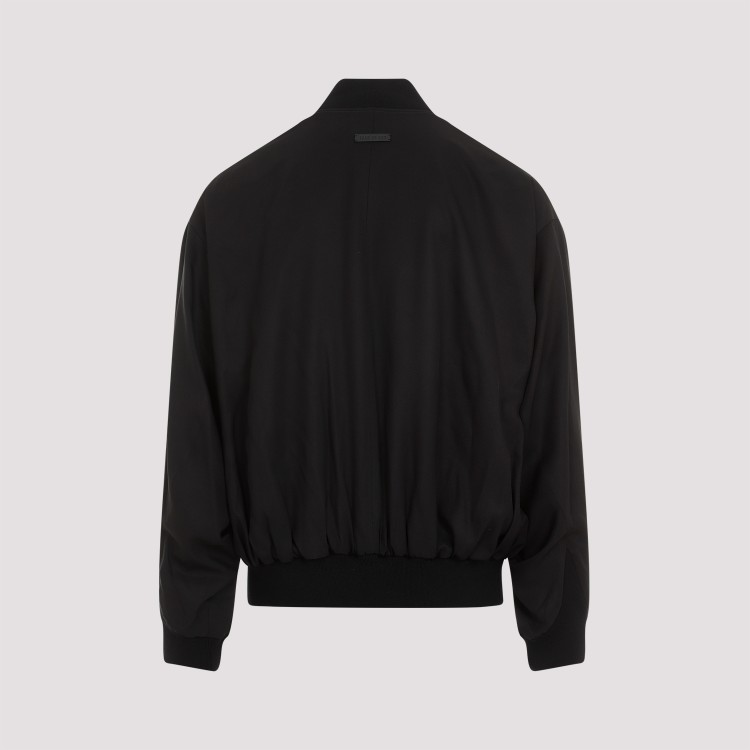Shop Fear Of God Double Layer Black Silk-wool Bomber Jacket