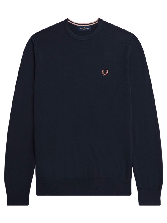 Shop Fred Perry Blue Wool And Cotton Sweater