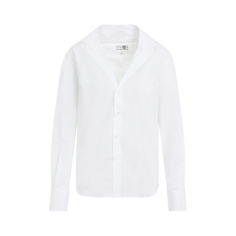 Mm6 Maison Margiela V-neck Cotton Shirt In White