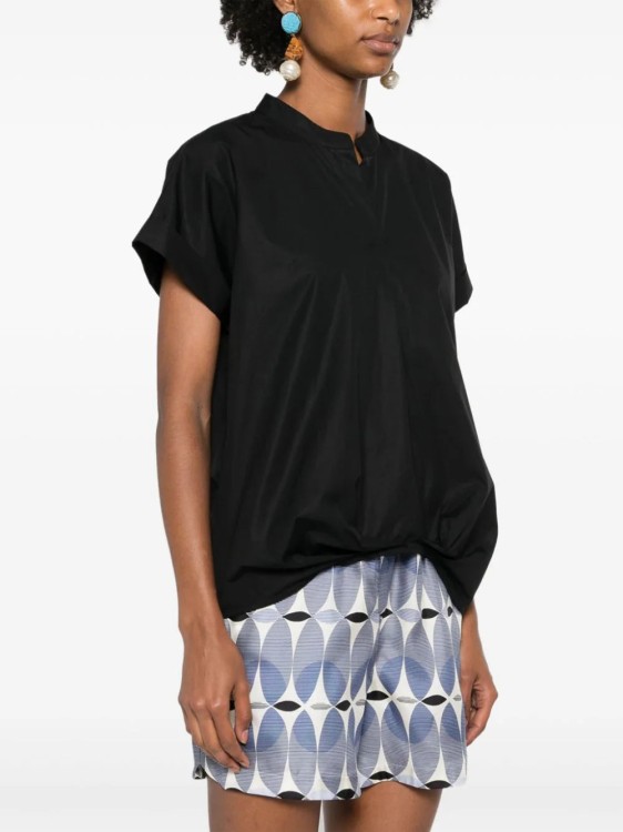 Lorena Antoniazzi Gathered Poplin Blouse In Black