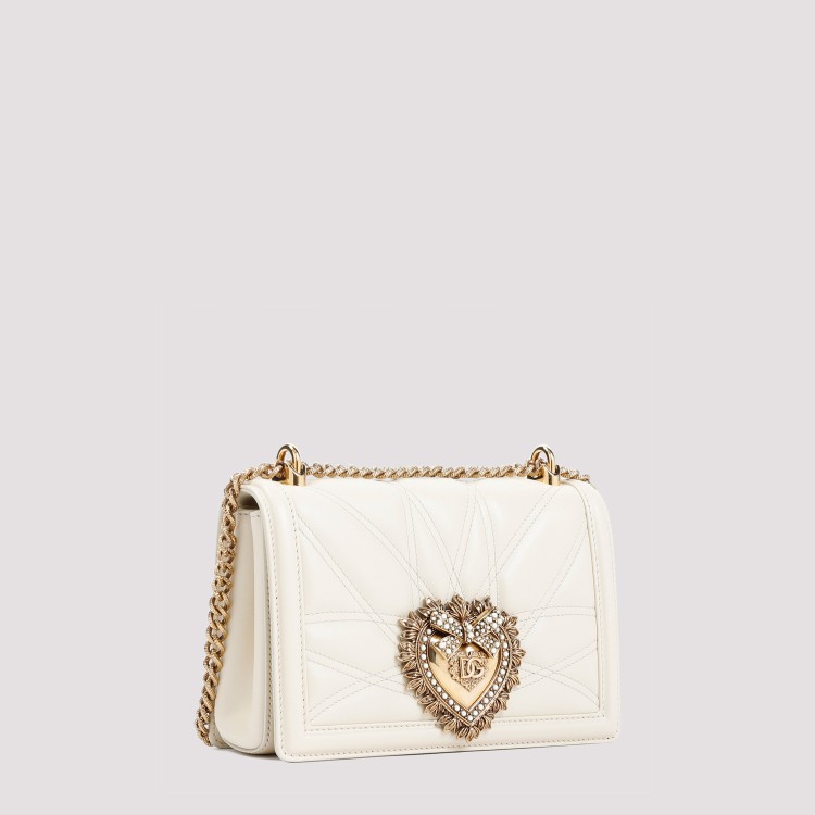 Shop Dolce & Gabbana Butter Leather Devotion Shoulder Bag In Neutrals