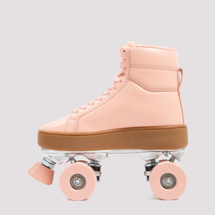 Shop Bottega Veneta Quilt Leather Roller Skates In Pink