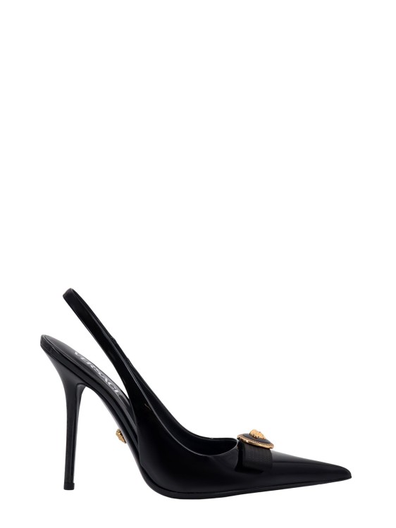 Versace Gianni Ribbon Medusa Patent Slingback Pumps In Black