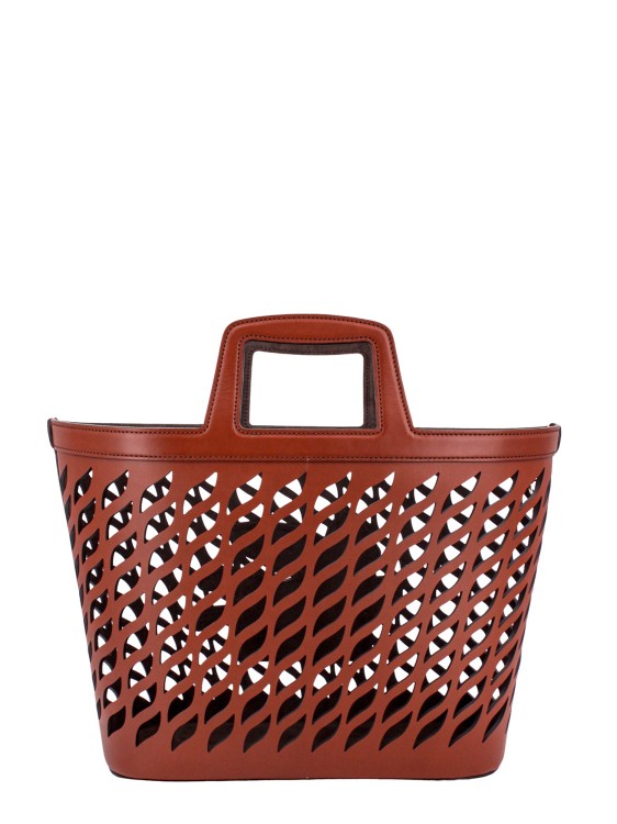 Shop Etro Perforated Leather Handbag In Red