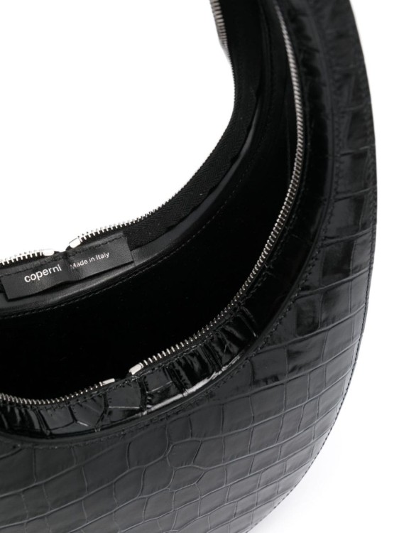 Shop Coperni Black Leather Embossed Croc Effect Bag