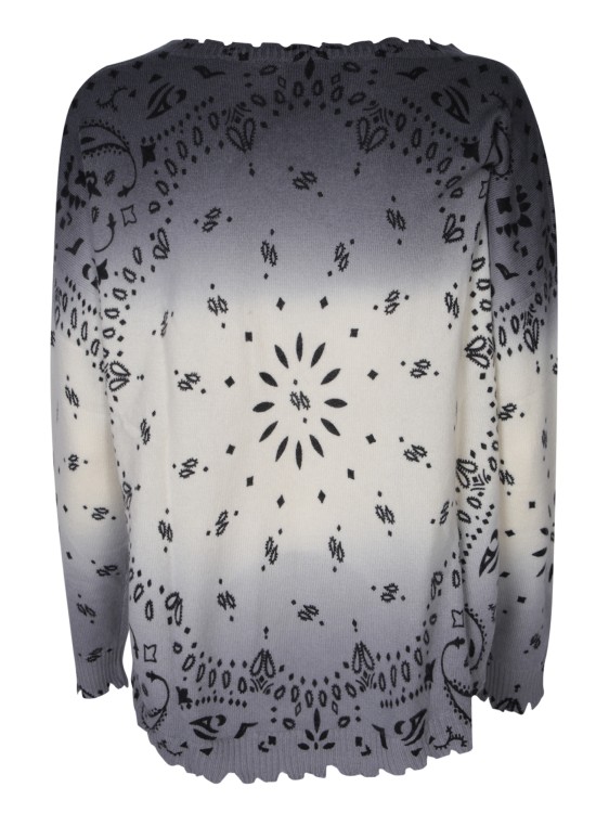 Shop Kujten Crew Neck Bandana Intarsia Design Sweater In Grey