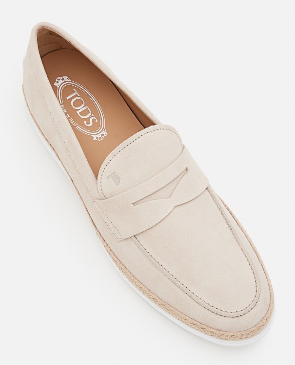 Shop Tod's Beige Suede Shoes In Grey