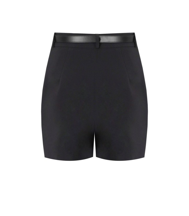 Shop Elisabetta Franchi Black Belted Shorts