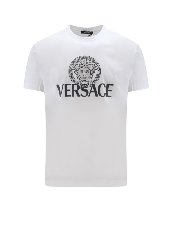 Shop Versace Jersey Cotton T-shirt With Iconic Print In White