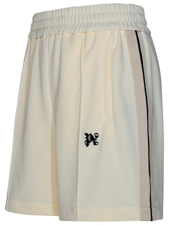 Shop Palm Angels Track Bermuda Shorts In Ivory Polyester In Yellow