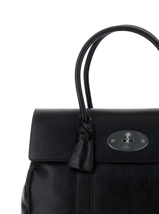 Shop Mulberry Bayswater' Handbag With Twist Closure In Pebbled Leather In Black