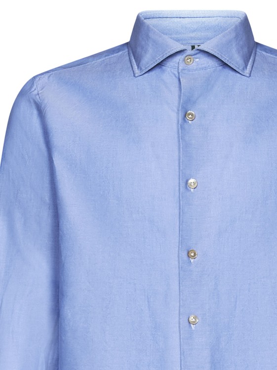 Shop Luigi Borrelli Light Blue Cotton Shirt