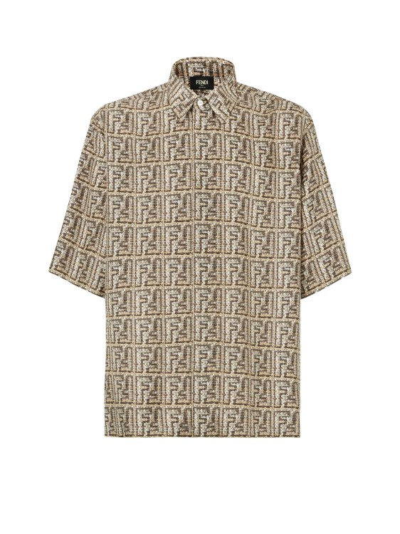 Shop Fendi Silk Shirt With Braided Ff Motif In Brown