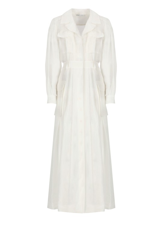 Shop Alberta Ferretti Linen And Silk Chemisier Dress In White