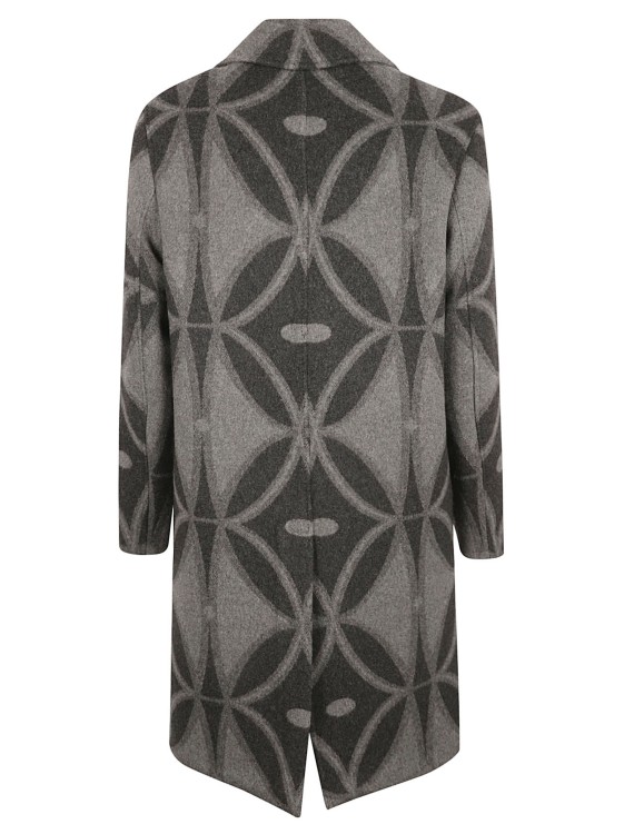 Shop Etro Geometric-jacquard Wool Coat In Grey
