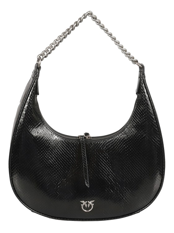 Shop Pinko Logo-plaque Leather Shoulder Bag In Black