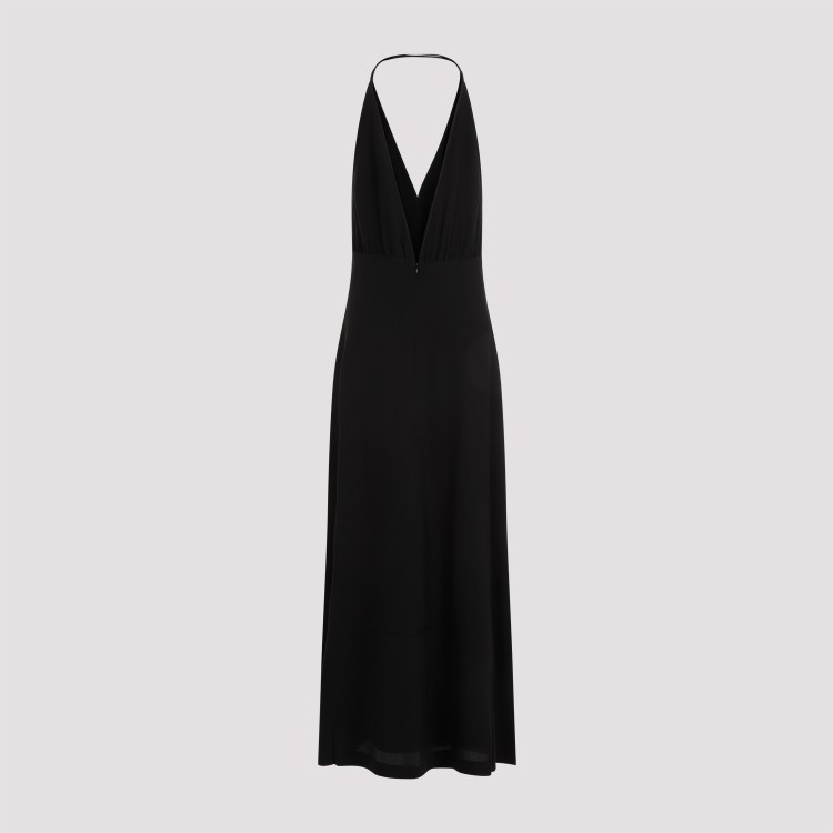 Shop Totême Black Double-halter Silk Dress