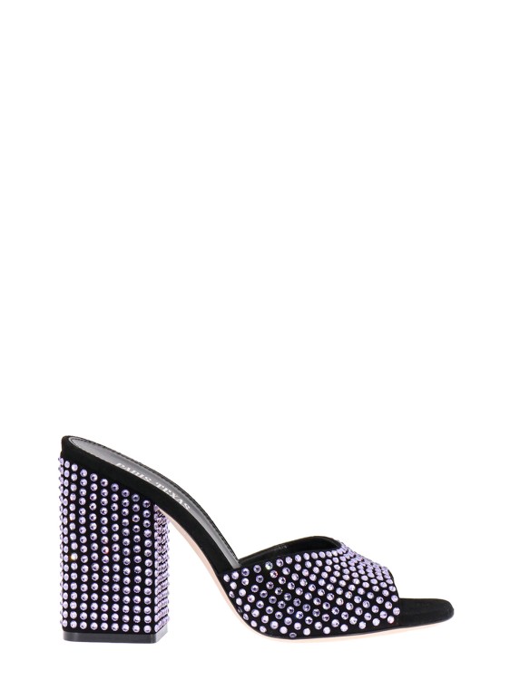 Shop Paris Texas Suede Sandals With All-over Rhinestones In Black
