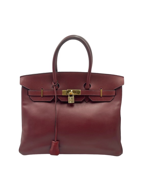 Birkin 35 Evercalf Bag by Herm s in Burgundy color for Luxury