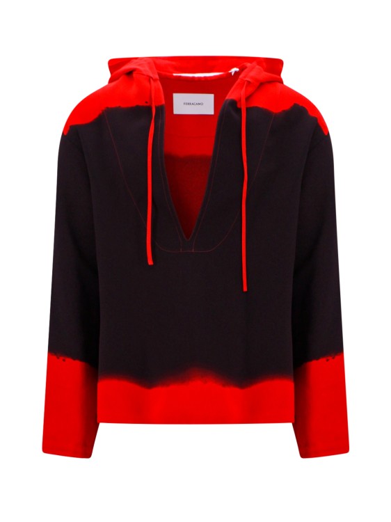 Ferragamo Red & Purple Drawstring Hoodie In Black