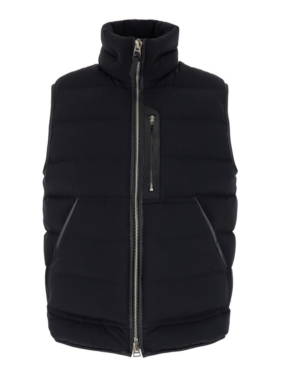 Tom Ford Black Sleeveless Down Jacket With Zip Closure In Nylon Man