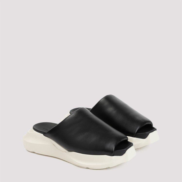 Shop Rick Owens Geth Puffer Slides Black Nappa Leather Sandals