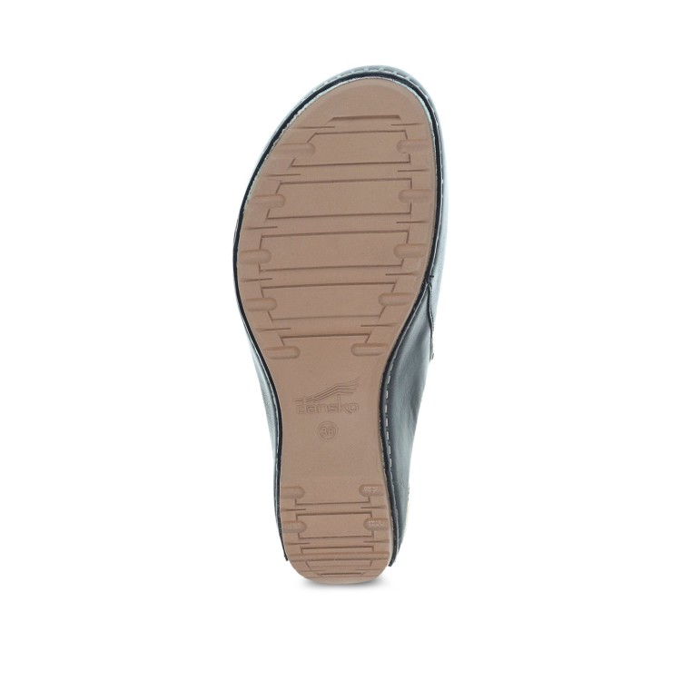 Dansko Black Leather Mule With Contrasting Beige Wedge In Grey