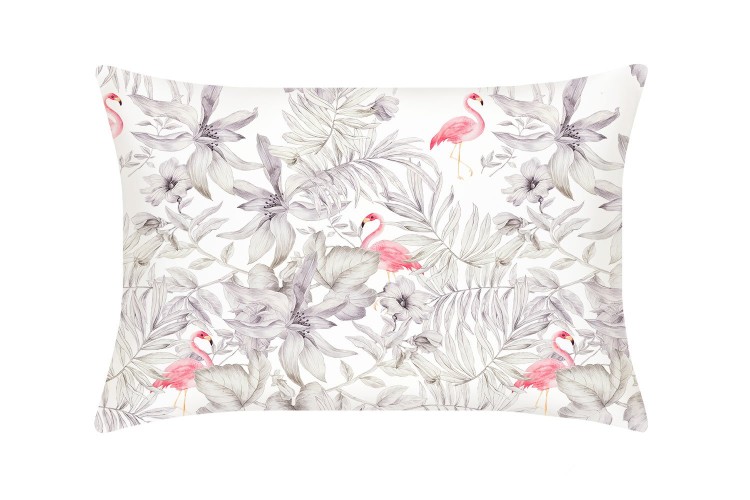 Mayfairsilk Flamingos Pure Silk Pillowcase In White