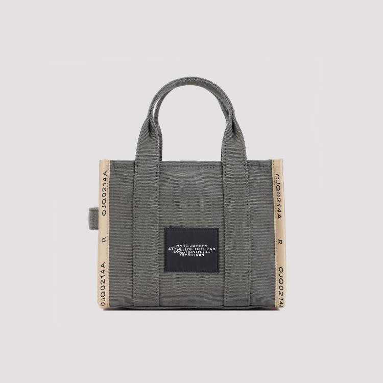 Shop Marc Jacobs Bronze Green Cotton The Mini Tote Bag In Grey