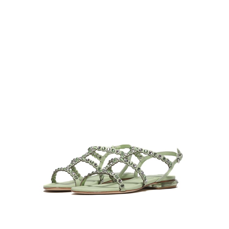 Ash Saphir Model Sandal In Green Leather In Green
