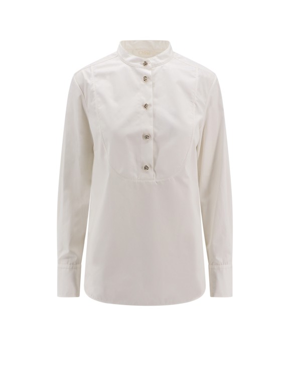 Shop Chloé Cotton Shirt With Metal Buttons In White