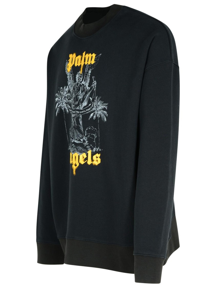 Shop Palm Angels Palms Pencil' Black Cotton Sweatshirt