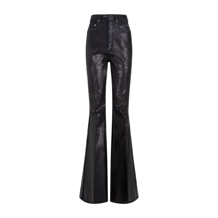 Shop Rick Owens Blue Cotton Bolan Bootcut Pants In Black