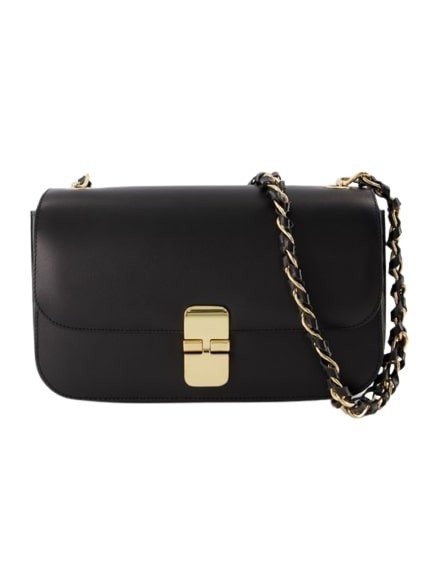 Shop Apc Grace Baguette Chaine Bag  - Leather - Black