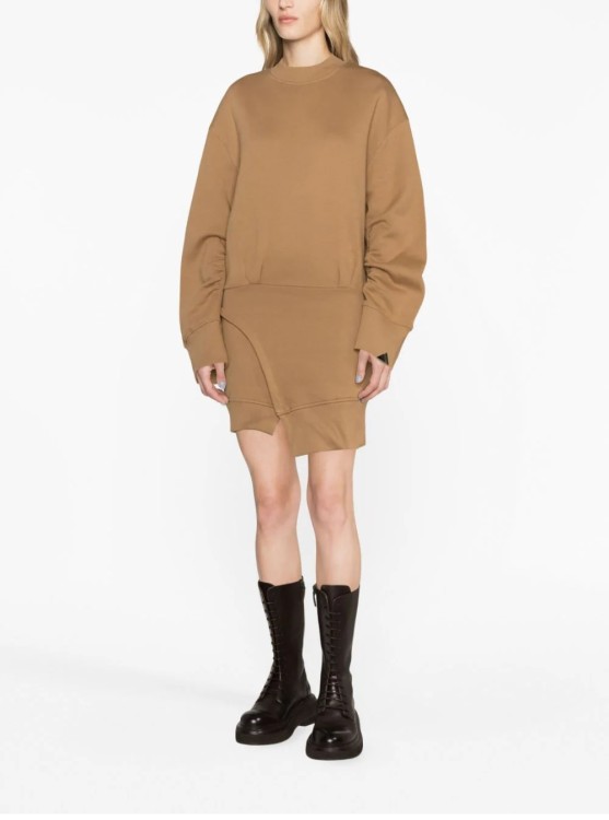 Attico Ivory Cotton Sweatshirt Dress In Brown