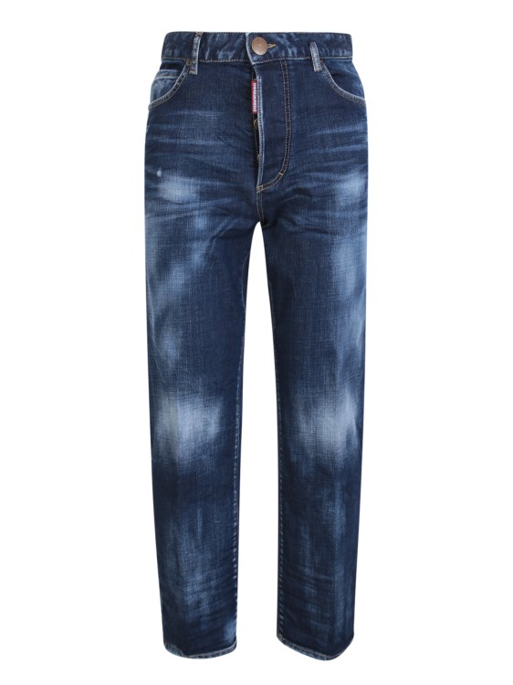 DSQUARED2 BLUE LOVE-WORN EFFECT JEANS WITH LOGO PATCH