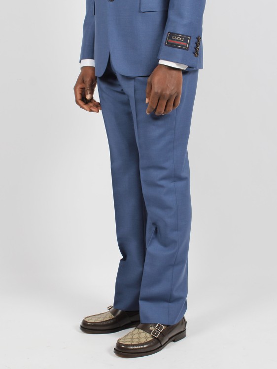 Shop Gucci Wool Mohair Trousers In Blue