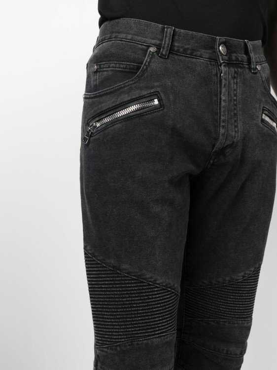 Shop Balmain Low-rise Skinny Denim Jeans In Black