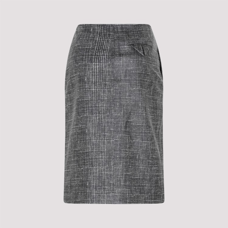 Bottega Veneta Stylish Black Printed Leather Midi Skirt For Women From Ss23 Collection In Grey