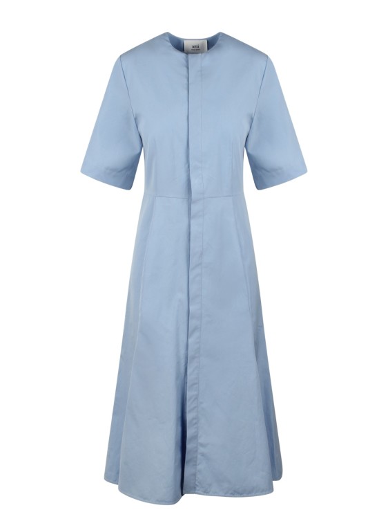 Ami Alexandre Mattiussi Hidden Tab Midi Dress In Blue