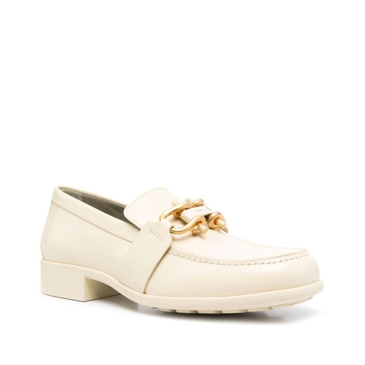 Shop Bottega Veneta Leather Loafers In Gold