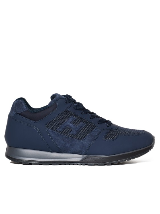 Hogan Leather And Blue Technical Fabric Sneakers